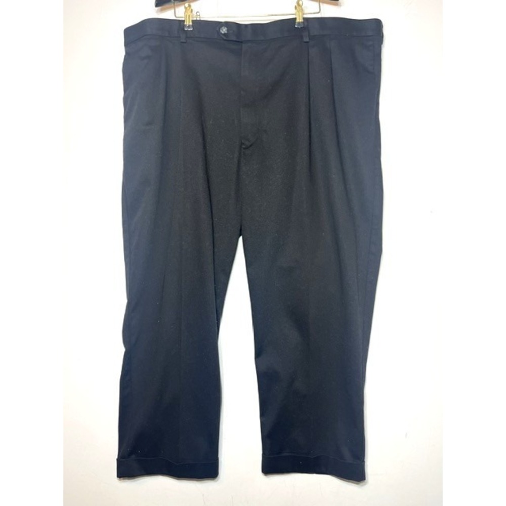 Roundtree & Yorke Black Pleated Core Comfort Dress Travel Smart Pants Sz 48 X 28